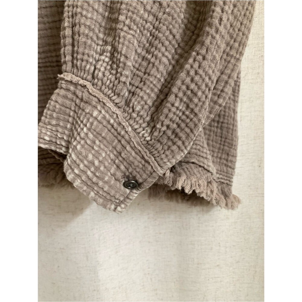 easel 100% Gauze Cotta Peasant Taupe-Like Button Henley Tunic Small - Picture 7 of 9